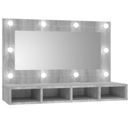 Berkfield Home Mirror Cabinet with LED Grey Sonoma 90x31.5x62 cm - thumbnail 2