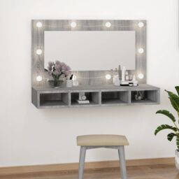 Berkfield Home Mirror Cabinet with LED Grey Sonoma 90x31.5x62 cm - thumbnail 1