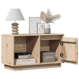 Berkfield Home TV Cabinet 74x35x44 cm Solid Wood Pine in Light Brown - Size: 74 x 35 x 44 cm - thumbnail 3