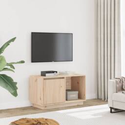 Berkfield Home TV Cabinet 74x35x44 cm Solid Wood Pine in Light Brown - Size: 74 x 35 x 44 cm - thumbnail 2