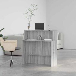 Berkfield Home Reception Desk Grey Sonoma 100x50x103.5 cm Engineered Wood - thumbnail 4