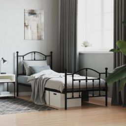 Berkfield Home Metal Bed Frame with Headboard & Footboard Black 80x200 cm - thumbnail 1