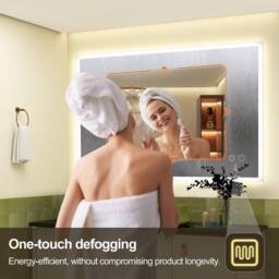 Dprodo Wall-Mounted Mirror with Bluetooth Speaker, 80CM X 60CM in White - Size: 80 cm x 60 cm - thumbnail 7