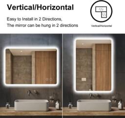 Dprodo Wall-Mounted Mirror with Bluetooth Speaker, 80CM X 60CM in White - Size: 80 cm x 60 cm - thumbnail 5