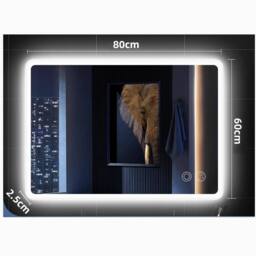 Dprodo Wall-Mounted Mirror with Bluetooth Speaker, 80CM X 60CM in White - Size: 80 cm x 60 cm - thumbnail 6