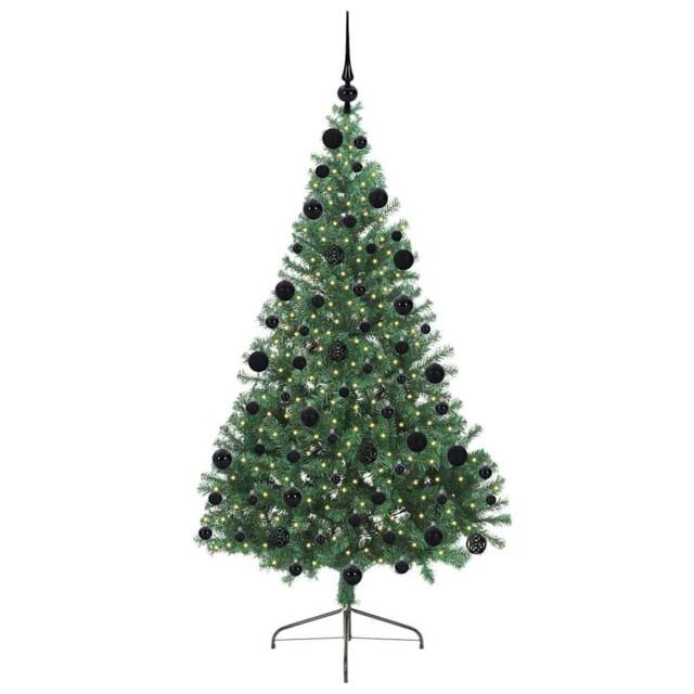 Berkfield Home Beautiful Artificial Pre-lit Christmas Tree Green 210 cm PVC - image 1