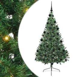 Berkfield Home Beautiful Artificial Pre-lit Christmas Tree Green 210 cm PVC - thumbnail 3
