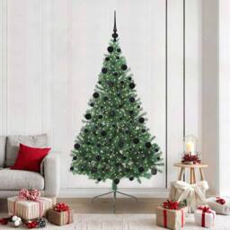 Berkfield Home Beautiful Artificial Pre-lit Christmas Tree Green 210 cm PVC - thumbnail 2