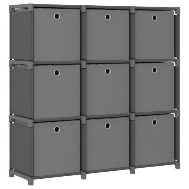 Berkfield Home 9-Cube Display Shelf with Boxes Grey 103x30x107.5 cm Fabric - image 1