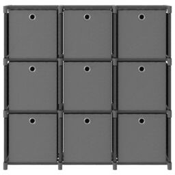 Berkfield Home 9-Cube Display Shelf with Boxes Grey 103x30x107.5 cm Fabric - thumbnail 2