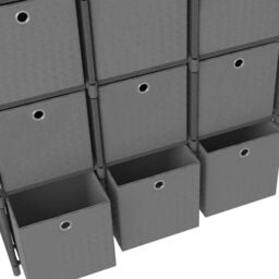 Berkfield Home 9-Cube Display Shelf with Boxes Grey 103x30x107.5 cm Fabric - thumbnail 6