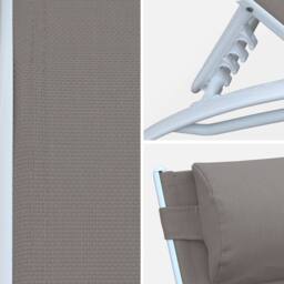 sweeek Set Of 2 Aluminium & Textilene Sun Loungers 4 Reclining Positions in Beige - thumbnail 4