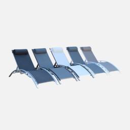 sweeek Set Of 2 Aluminium & Textilene Sun Loungers 4 Reclining Positions in Beige - thumbnail 3