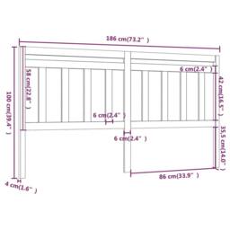 Berkfield Home Bed Headboard 186x4x100 cm Solid Wood Pine in Brown - Size: 186 x 4 x 100 cm - thumbnail 5
