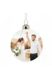Personalised Memento Company Personalised Photo Upload Glass Bauble in Clear