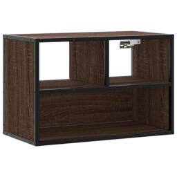 Berkfield Home TV Cabinet Brown Oak 60x31x39.5 cm Engineered Wood & Metal - thumbnail 1