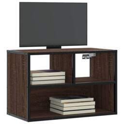 Berkfield Home TV Cabinet Brown Oak 60x31x39.5 cm Engineered Wood & Metal - thumbnail 2