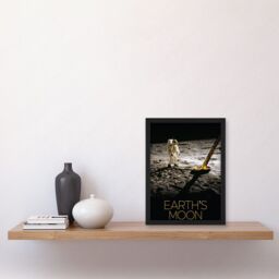 Artery8 NASA Our Solar System Moon Apollo 11 Lunar Module Buzz Aldrin Artwork Framed Wall Art Print A4 in Black - thumbnail 2