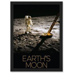 Artery8 NASA Our Solar System Moon Apollo 11 Lunar Module Buzz Aldrin Artwork Framed Wall Art Print A4 in Black - thumbnail 1