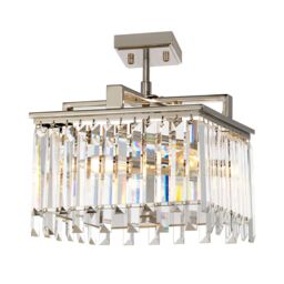 Loops 4 Bulb Chandelier LIght Highly Polished Nickel Glass Crystals LED E14 40W in Metallics - thumbnail 3
