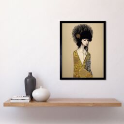 "Artery8 Wall Art Print The Goddess in Gold Black Klimt Style Robe Art Framed - Size: W12"" x H16""" - thumbnail 2
