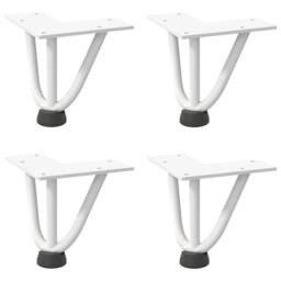 Berkfield Home Hairpin Table Legs 4 pcs White 10 cm Solid Steel - thumbnail 3