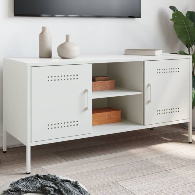 Berkfield Home TV Cabinet White 100.5x39x50.5 cm Steel - image 1