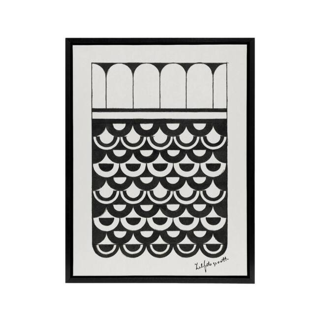 "Artery8 Geometric Ornament of Scales De Mesquita Framed Canvas Wall Art Print in White - Size: W12"" x H16""" - image 1