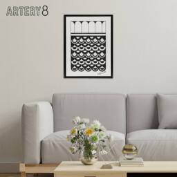 "Artery8 Geometric Ornament of Scales De Mesquita Framed Canvas Wall Art Print in White - Size: W12"" x H16""" - thumbnail 3