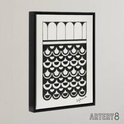 "Artery8 Geometric Ornament of Scales De Mesquita Framed Canvas Wall Art Print in White - Size: W12"" x H16""" - thumbnail 2