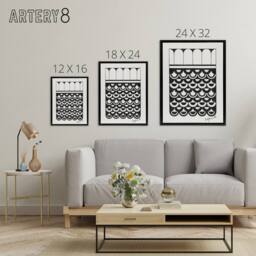 "Artery8 Geometric Ornament of Scales De Mesquita Framed Canvas Wall Art Print in White - Size: W12"" x H16""" - thumbnail 4