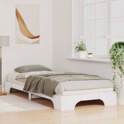 Berkfield Home Stylish Floor Bed Frame with Storage White 80 x 210 cm Wood - thumbnail 4