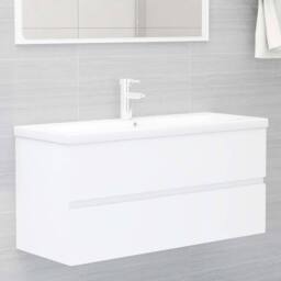 Berkfield Home Sink Cabinet with Built-in Basin White Engineered Wood - thumbnail 2