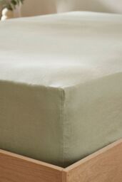 Martex Touch of Linen Fitted Sheet in Pale Green - Size: King Fitted - thumbnail 5