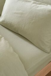 Martex Touch of Linen Fitted Sheet in Pale Green - Size: King Fitted - thumbnail 4