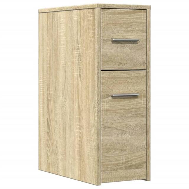 Berkfield Home Narrow Bathroom Cupboard with Wheels Sonoma Oak Engineered Wood in Light Tan - image 1