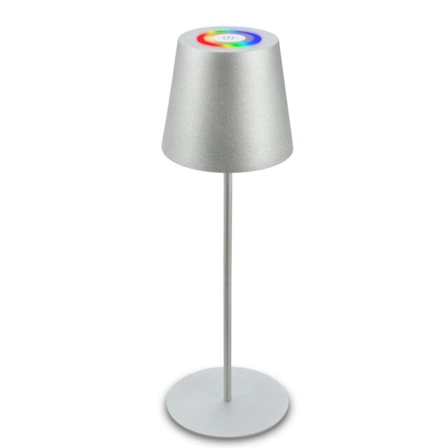 BRILONER Matt Chrome RGBW IP44 2.5W Rechargeable Table Lamp in Silver - image 1