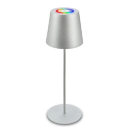 BRILONER Matt Chrome RGBW IP44 2.5W Rechargeable Table Lamp in Silver