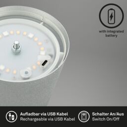 BRILONER Matt Chrome RGBW IP44 2.5W Rechargeable Table Lamp in Silver - thumbnail 9