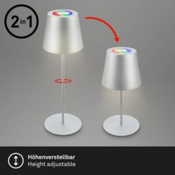 BRILONER Matt Chrome RGBW IP44 2.5W Rechargeable Table Lamp in Silver - thumbnail 5