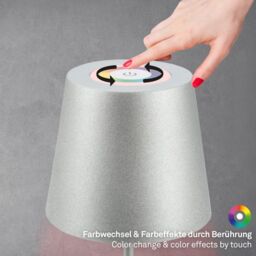 BRILONER Matt Chrome RGBW IP44 2.5W Rechargeable Table Lamp in Silver - thumbnail 7