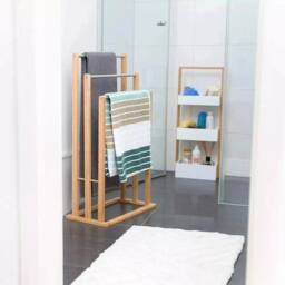 EONLION Bamboo Wooden Towel Holder Free Standing Bathroom in Brown - thumbnail 4