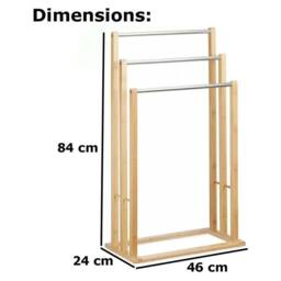 EONLION Bamboo Wooden Towel Holder Free Standing Bathroom in Brown - thumbnail 2