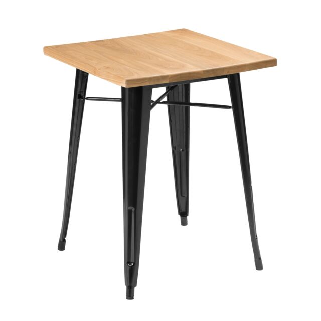 Orsina Industrial Black Side Table in Powder Coated Metal & Wood, Versatile Small Table, Everyday Use Lounge Table in Natural - image 1