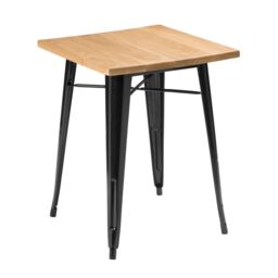 Orsina Industrial Black Side Table in Powder Coated Metal & Wood, Versatile Small Table, Everyday Use Lounge Table in Natural