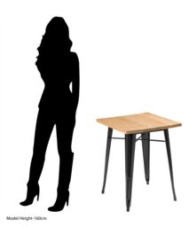 Orsina Industrial Black Side Table in Powder Coated Metal & Wood, Versatile Small Table, Everyday Use Lounge Table in Natural - thumbnail 4