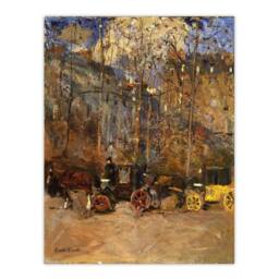 "Artery8 Frank Edwin Scott Horse Drawn Carriages Cabs Wall Art Print in Brown - Size: W12"" x H16""" - thumbnail 1