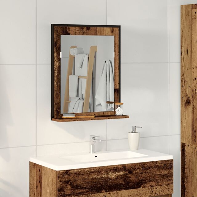 Berkfield Home Bathroom Mirror Old Wood 50x12x60 cm Engineered Wood in Brown - Size: 50 x 12 x 60 cm - image 1