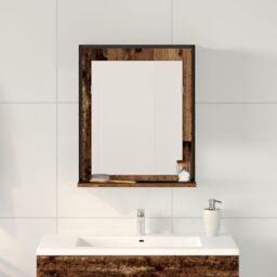 Berkfield Home Bathroom Mirror Old Wood 50x12x60 cm Engineered Wood in Brown - Size: 50 x 12 x 60 cm - thumbnail 4