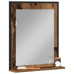 Berkfield Home Bathroom Mirror Old Wood 50x12x60 cm Engineered Wood in Brown - Size: 50 x 12 x 60 cm - thumbnail 3